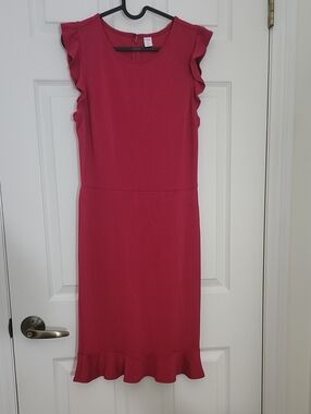 Old Navy Fuchsia Ruffle Sleeve Midi Dress